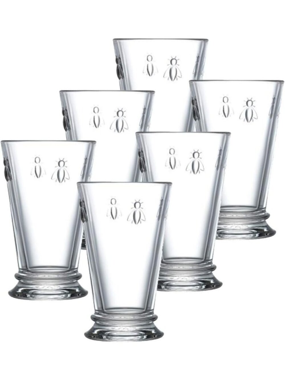 Elegant Bee Design Old Fashioned Tumbler Set of 6 - Fancy Glassware (11.5 oz)
